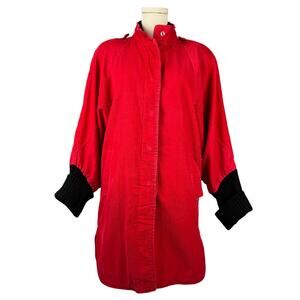 Vintage Coat Works Red Corduroy Jacket Sweater Cuffs Blue Plaid Flannel Lined S